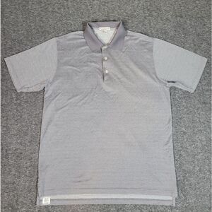Vtg Peter Millar Crown Polo Golf Shirt Men M Gray Pattern Crosshatch 100% Cotton